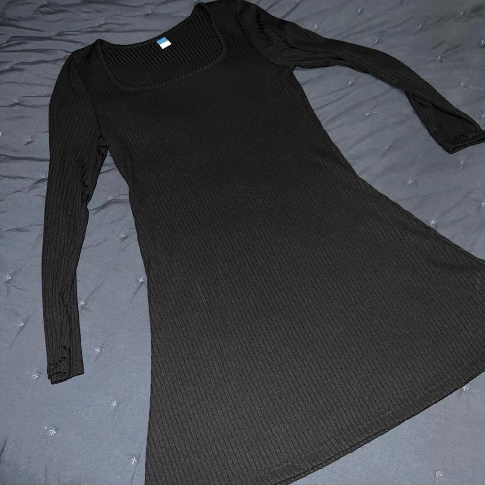 Old Navy Black Ribbed Mini Dress